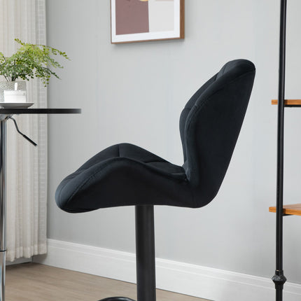 2 schwarze drehbare Barhocker, Samt, höhenverstellbar
