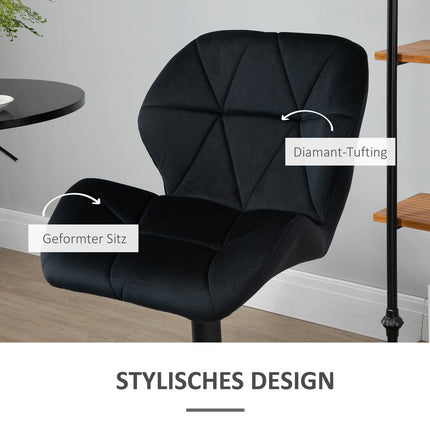 2 schwarze drehbare Barhocker, Samt, höhenverstellbar