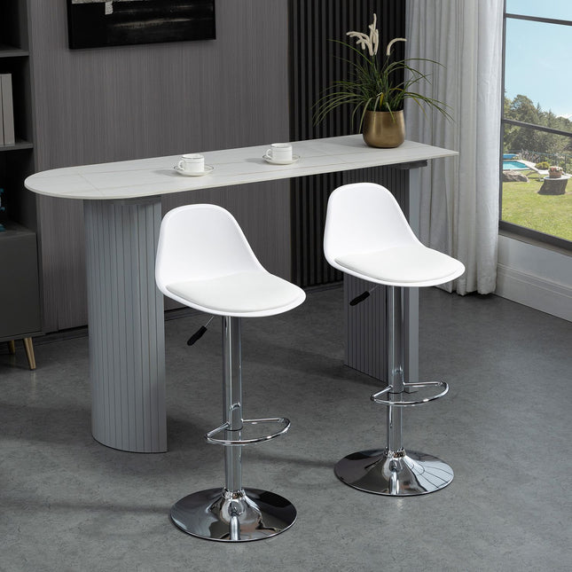 Verstellbare Barhocker mit Drehfunktion, 2er-Set – Kunstleder Weiß