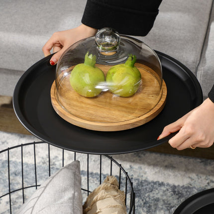 2er-Set Couchtische aus schwarzem Stahl mit Stauraum