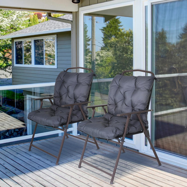 Lot De 2 Coussins Pour Coussins De Chaise À Dossier Bas, Coussins D'Assise, Coussins De Jardin, Gris