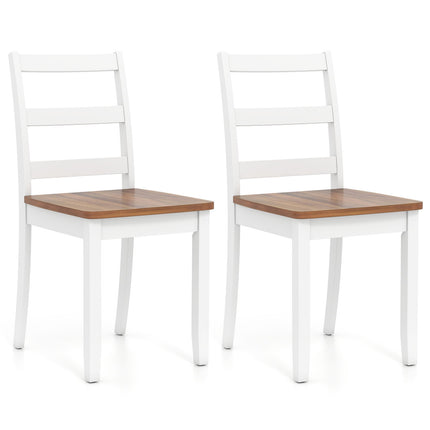 Ensemble de 2 chaises de salle à manger, dossier à barreaux, pieds en bois d'hévéa