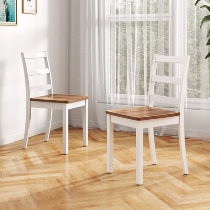 Ensemble de 2 chaises de salle à manger, dossier à barreaux, pieds en bois d'hévéa
