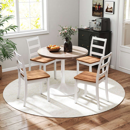 Ensemble de 2 chaises de salle à manger, dossier à barreaux, pieds en bois d'hévéa