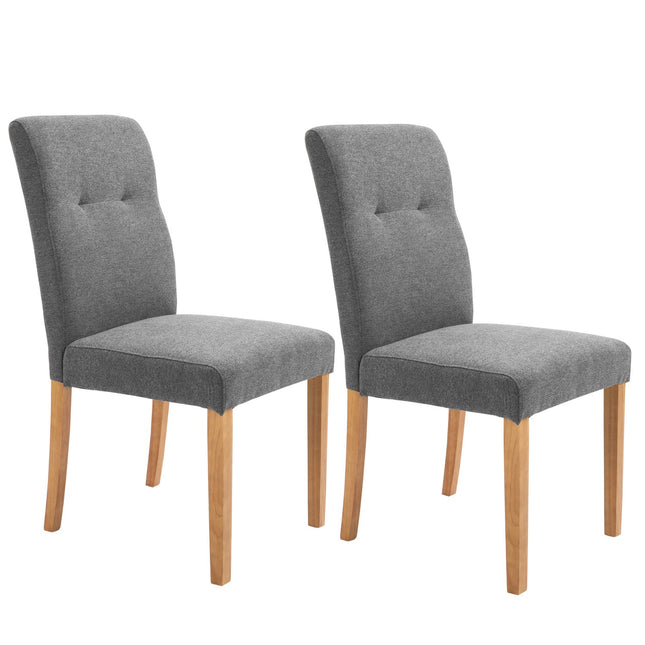 Esszimmerstühle 2er-Set, Leinen-Polyester gepolstert, dunkelgrau