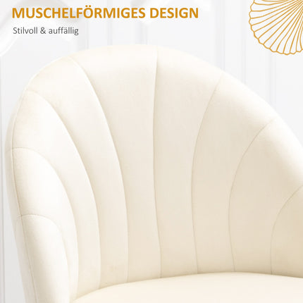 2er Set gepolsterte Esszimmerstühle, Samtoptik, Creme