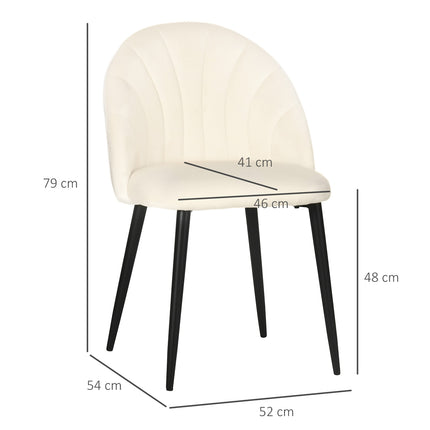 2er Set gepolsterte Esszimmerstühle, Samtoptik, Creme
