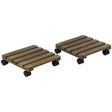 Pflanzenroller mit Bremsen - 2er-Set, 30x30cm, dunkelbraun