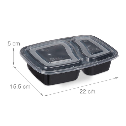 Lot de 10 boîtes de préparation de repas, 2 compartiments