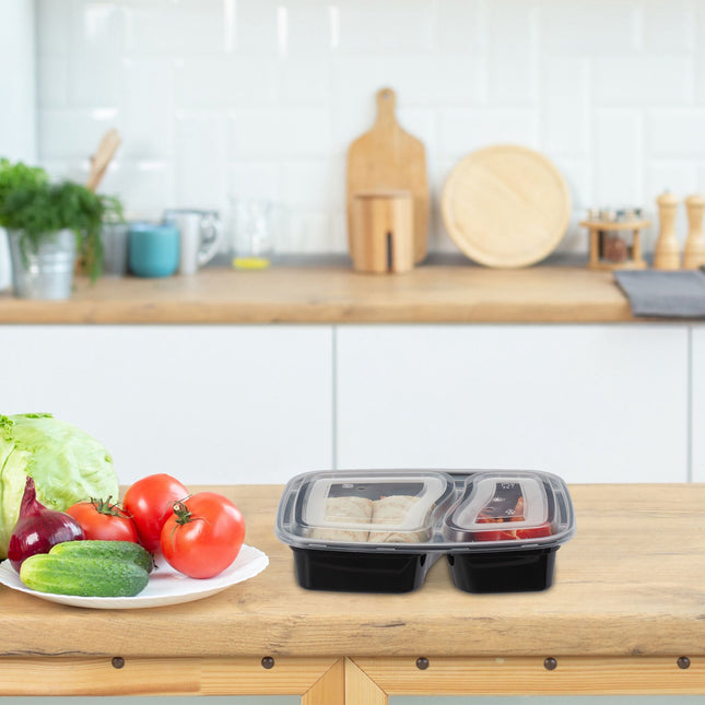 Lot de 10 boîtes de préparation de repas, 2 compartiments