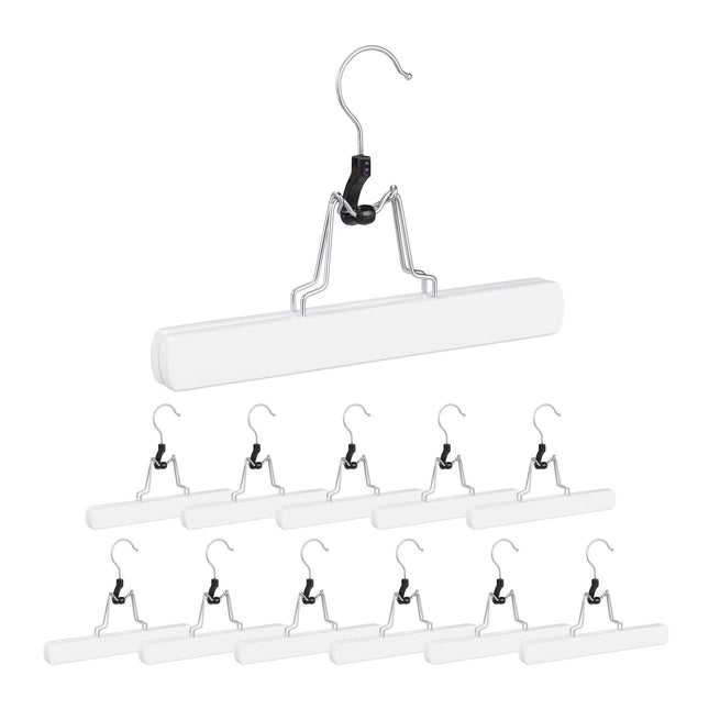 Set mit 12 weißen Hosenbügeln