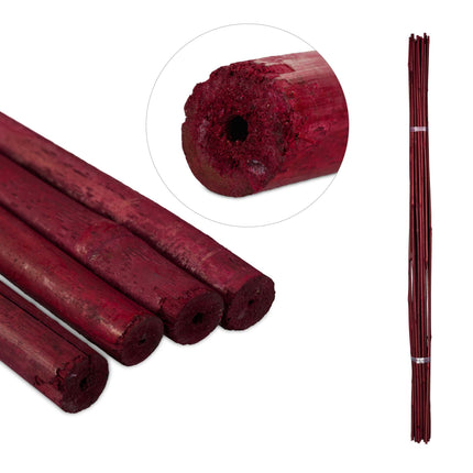 Lot de 25 cannes en bambou rouge 120 cm