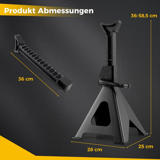 Lot de 2 chandelles de voiture d'une capacité de charge de 6 tonnes avec hauteur réglable de 36 à 58,5 cm