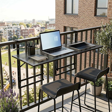 Ensemble de 2 tables de balcon réglables de 122 cm (48 po), en métal noir