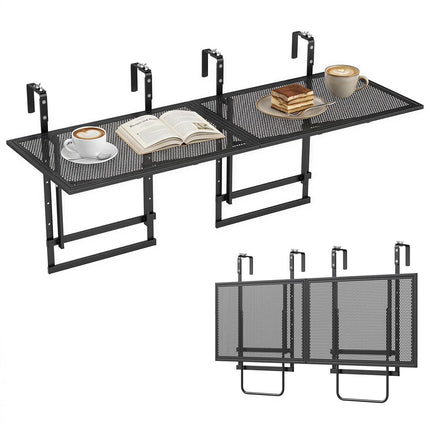 Ensemble de 2 tables de balcon réglables de 122 cm (48 po), en métal noir