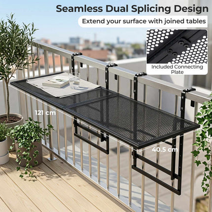 Ensemble de 2 tables de balcon réglables de 122 cm (48 po), en métal noir