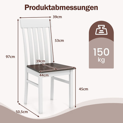 Ensemble de 2 chaises de salle à manger sans accoudoirs, ergonomiques, marron