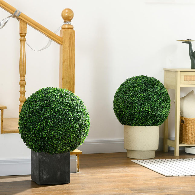 Lot de 2 Boules de Buis Artificiel 50 cm Plantes Artificielles, Plantes Artificielles en Plastique Boule de Buis, Fausse Plante pour Salon Chambre Bureau Jardin Décoration Moderne Cadeau