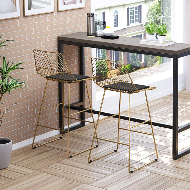 2er Set Barhocker, goldene Stahlbeine, 46x56x95 cm