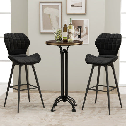 Ensemble de 2 tabourets de bar avec dossier, repose-pieds et assise rembourrée