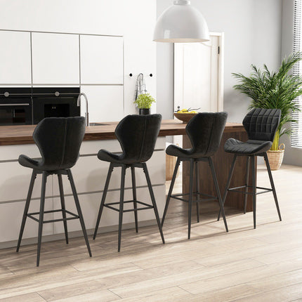 Ensemble de 2 tabourets de bar avec dossier, repose-pieds et assise rembourrée