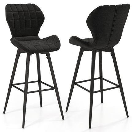 Ensemble de 2 tabourets de bar avec dossier, repose-pieds et assise rembourrée