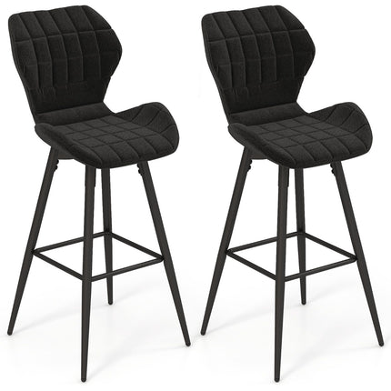 Ensemble de 2 tabourets de bar avec dossier, repose-pieds et assise rembourrée