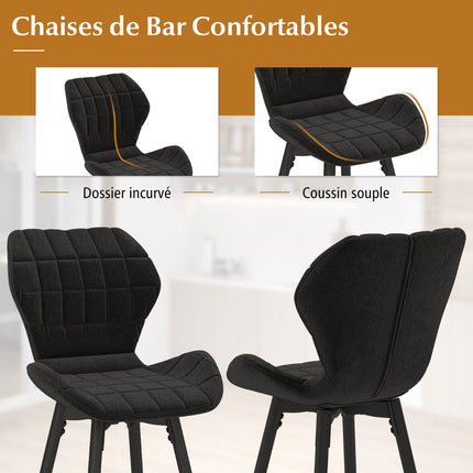 Ensemble de 2 tabourets de bar avec dossier, repose-pieds et assise rembourrée