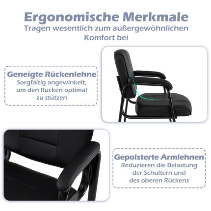 2er-Set schwarze Konferenzstühle mit gepolsterten Armlehnen
