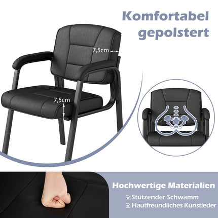 2er-Set schwarze Konferenzstühle mit gepolsterten Armlehnen