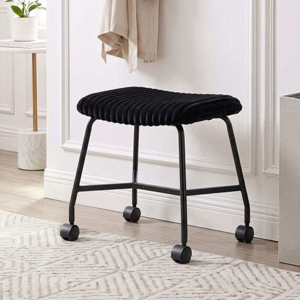 Ensemble de 2 tabourets de bar noirs rembourrés à roulettes