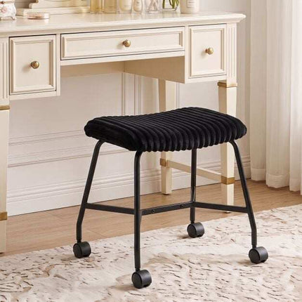 Ensemble de 2 tabourets de bar noirs rembourrés à roulettes