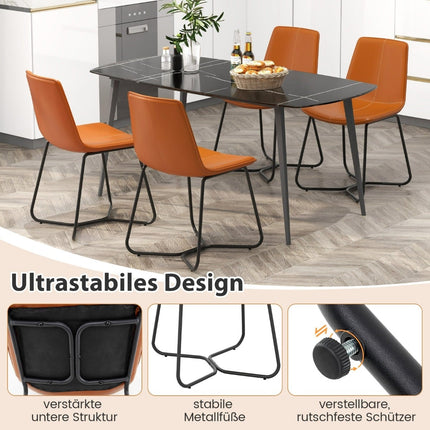 2er-Set braune Esszimmerstühle aus Kunstleder mit Metallbeinen