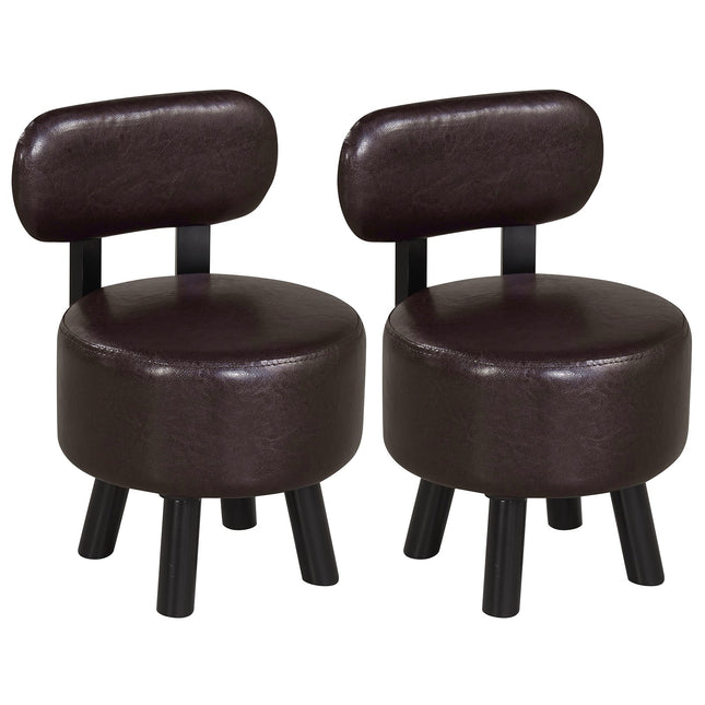 2er Set Barhocker, Braun, Kunstleder, mit Rückenlehne, 150 kg Tragkraft