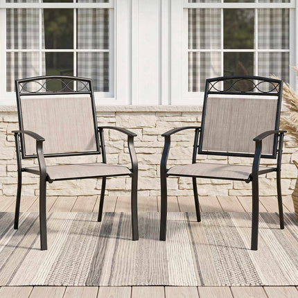 Set mit 2 braunen Gartenstühlen, wetterfest und ergonomisch