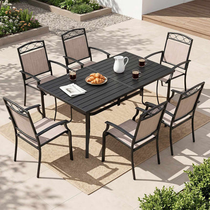 Set mit 2 braunen Gartenstühlen, wetterfest und ergonomisch