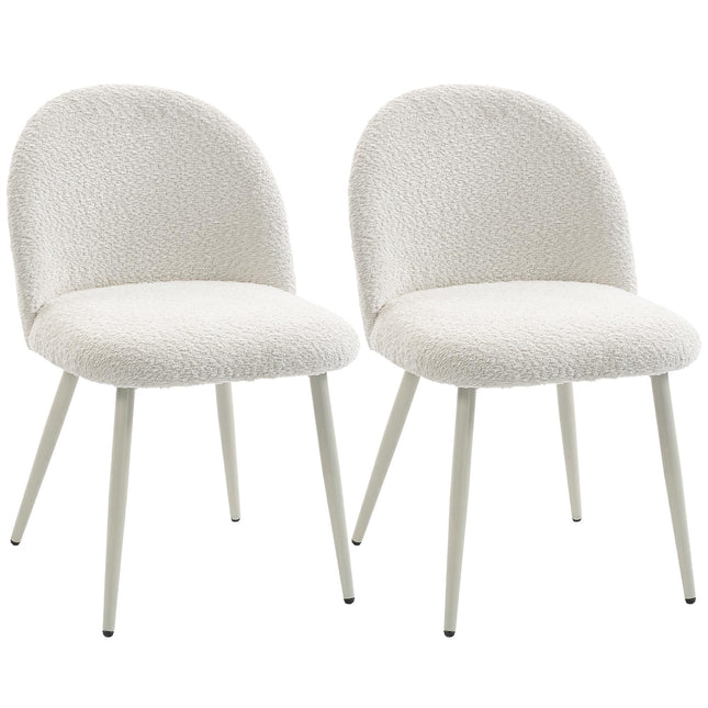 2er-Set cremefarbene Esszimmerstühle, Chenille-Bezug, 120 kg Tragkraft