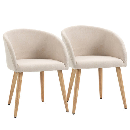 Lot de 2 chaises de salle à manger, tissu en lin, structure en métal