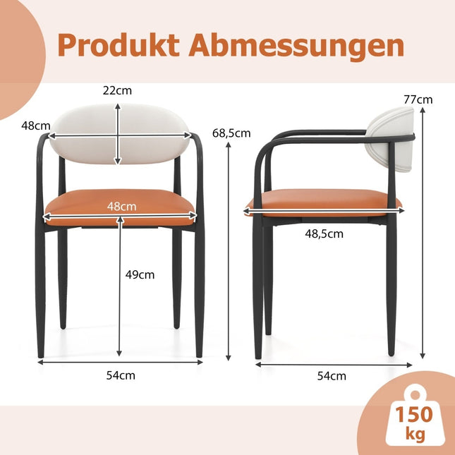 2er Set Esszimmerstühle mit gepolsterter Sitzfläche und Rückenlehne