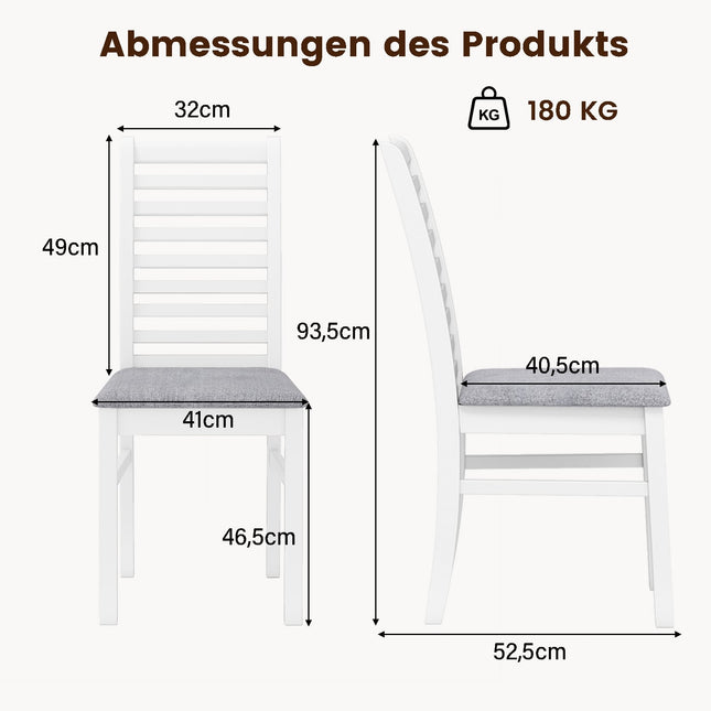 2er-Set Esszimmerstühle aus Kunstleder, Beine aus Kautschukholz, Weiß/Grau