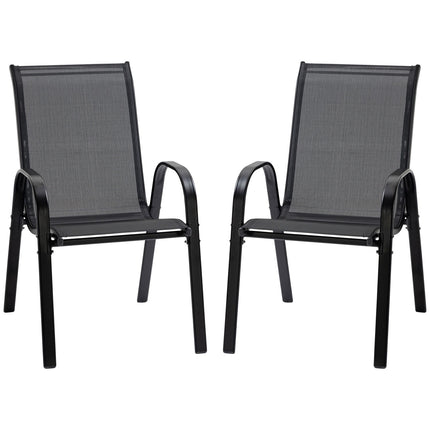 Gartensessel aus schwarzem Mesh - 2er-Set, mit Armlehnen