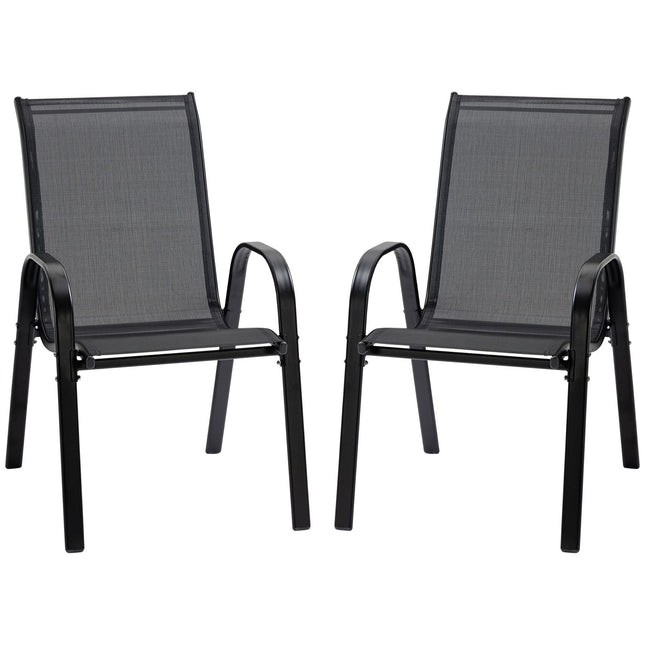 Gartensessel aus schwarzem Mesh - 2er-Set, mit Armlehnen