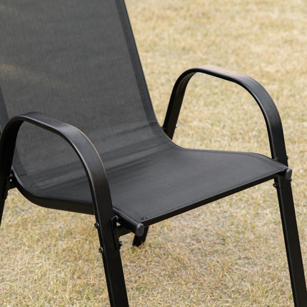 Gartensessel aus schwarzem Mesh - 2er-Set, mit Armlehnen