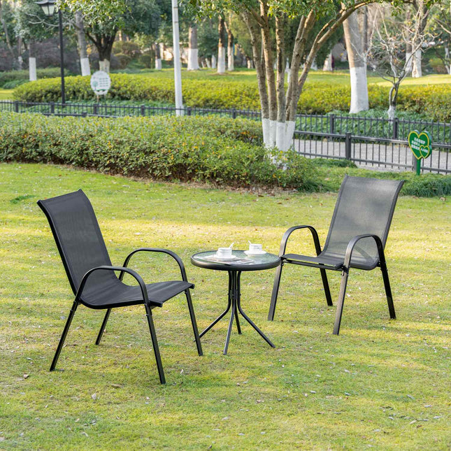 Gartensessel aus schwarzem Mesh - 2er-Set, mit Armlehnen