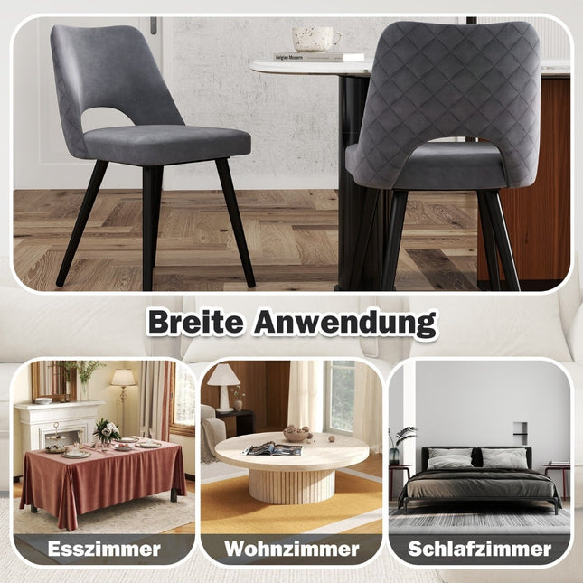 2 graue Esszimmerstühle, gepolstert, 150 kg Tragkraft