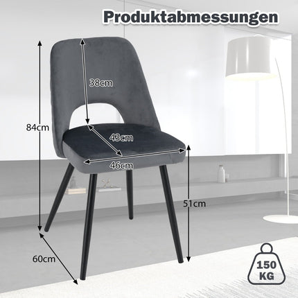 Ensemble de 2 chaises de salle à manger grises, rembourrées, capacité de 150 kg