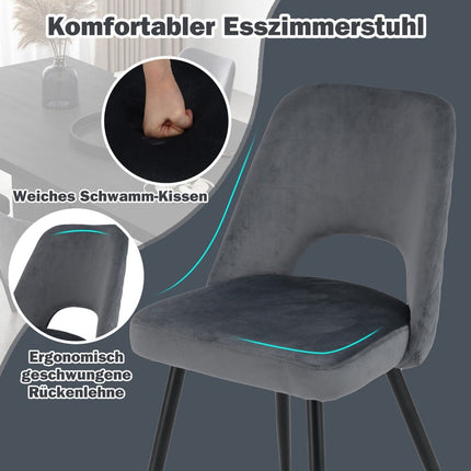Ensemble de 2 chaises de salle à manger grises, rembourrées, capacité de 150 kg