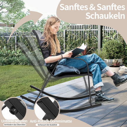 Ensemble de 2 fauteuils à bascule gris avec assise en tissu respirant