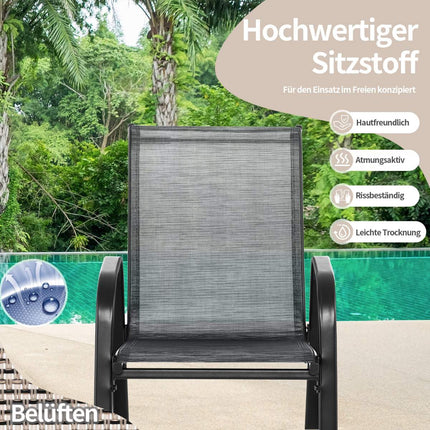 Ensemble de 2 fauteuils à bascule gris avec assise en tissu respirant