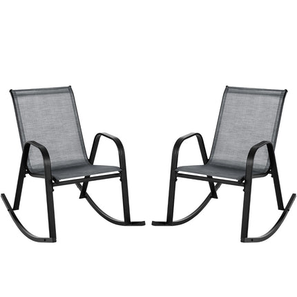 Ensemble de 2 fauteuils à bascule gris avec assise en tissu respirant